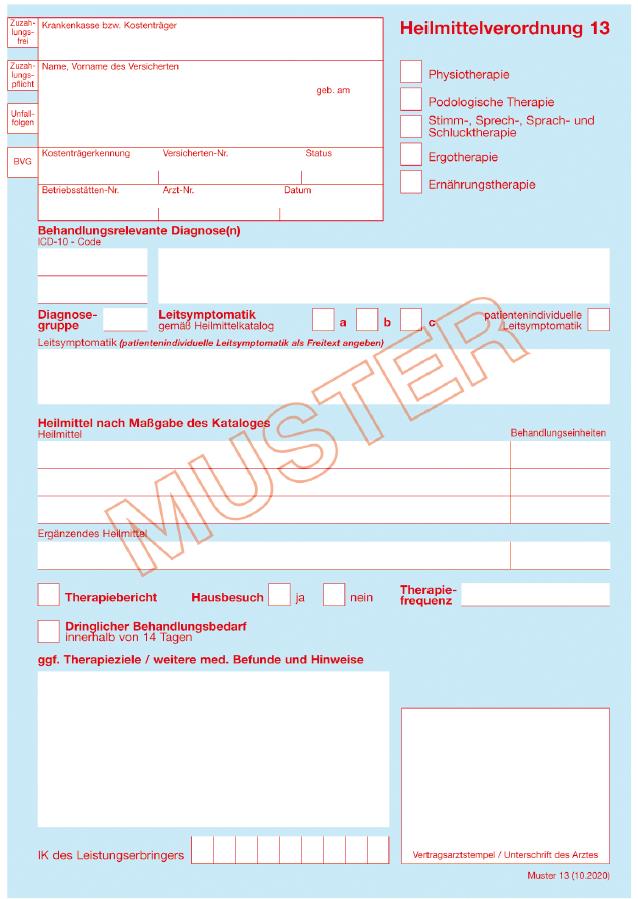 Muster 13 — Heilmittelverordnung (Beispiel-Abbildung)